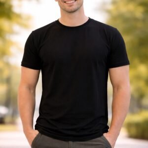 Leo Kynd Men Soiled Round Neck Pure Cotton Black T-Shirt